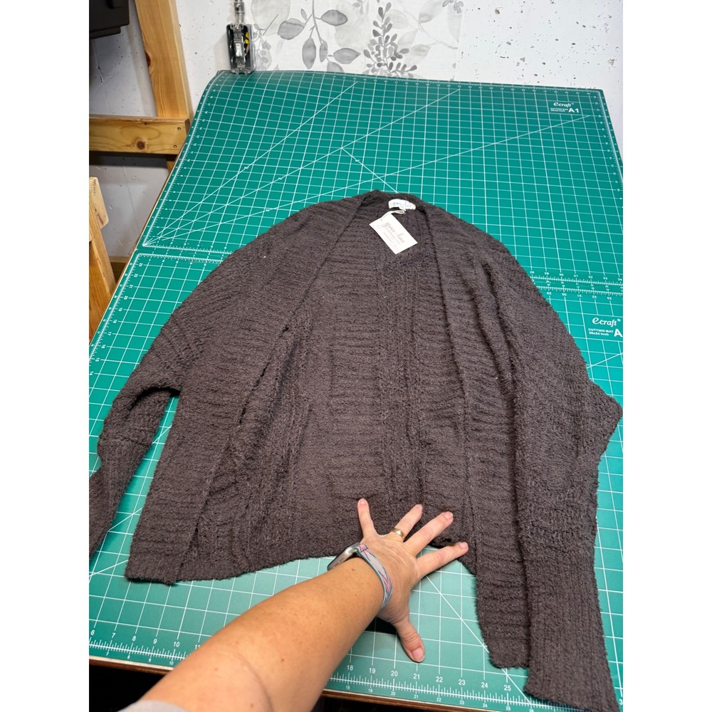 Grace & Lace Womens Popcorn Knit Cardigan Sweater Charcoal Gray Open Front Large